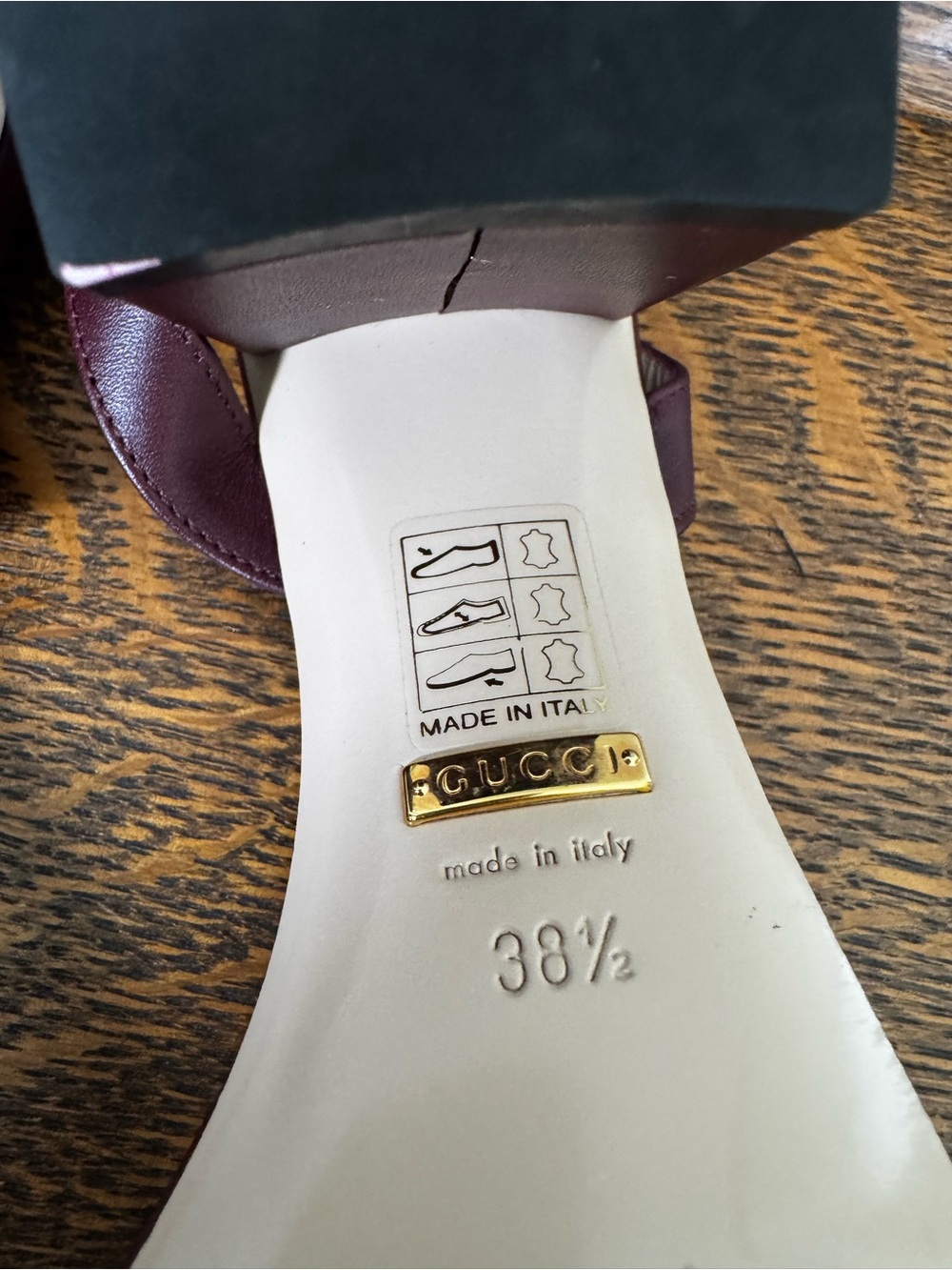 Authentic Gucci GG Marmont Block Heel Sandals Burgundy Leather - 38.5 with COA - Picture 10 of 10